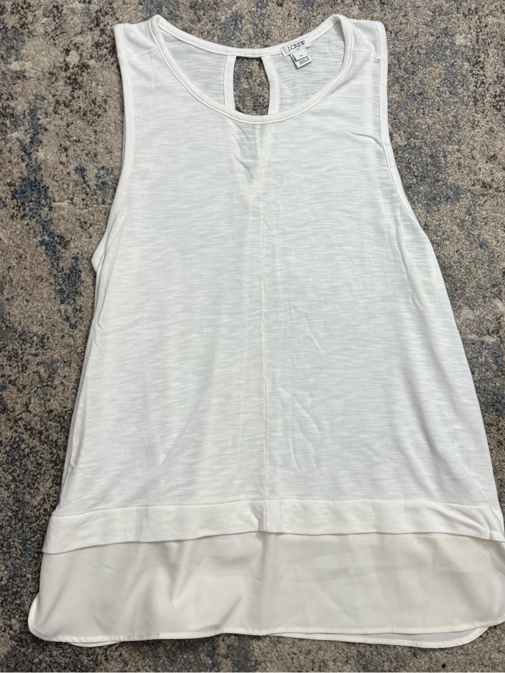 J. Crew Cream Layered-Hem Keyhole Tank